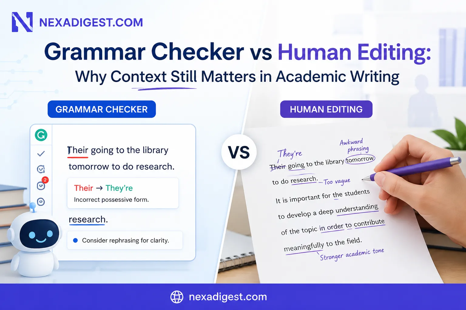 Grammar Checker vs Human Editing: Why Context Still Matters in Academic Writing