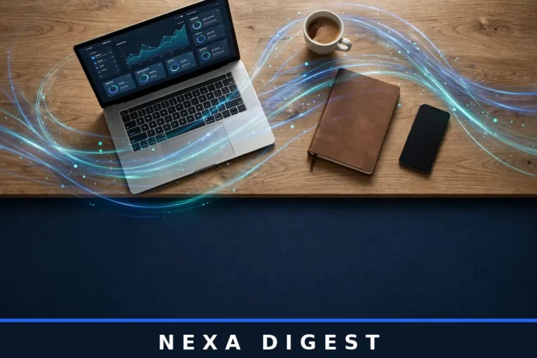 ai productivity tools on a modern desk with glowing automation trails