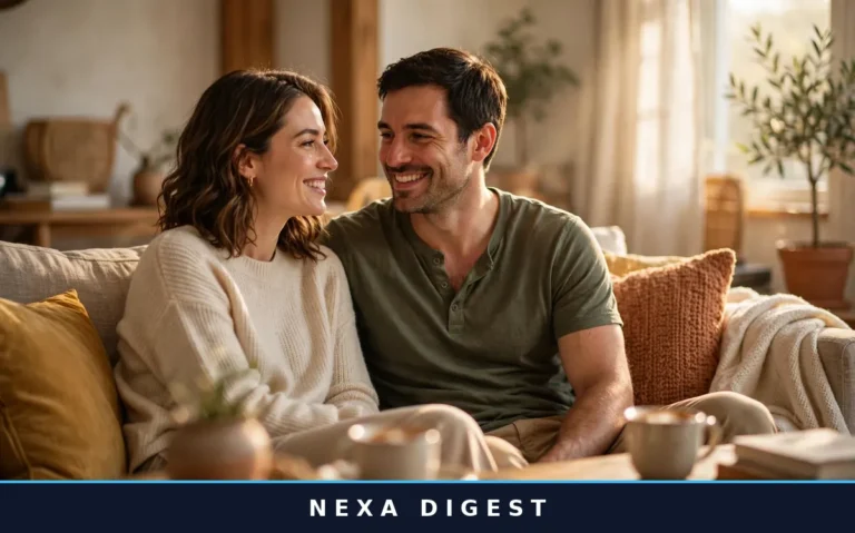 Couple having an open, warm conversation on a couch — communication tips for stronger relationships