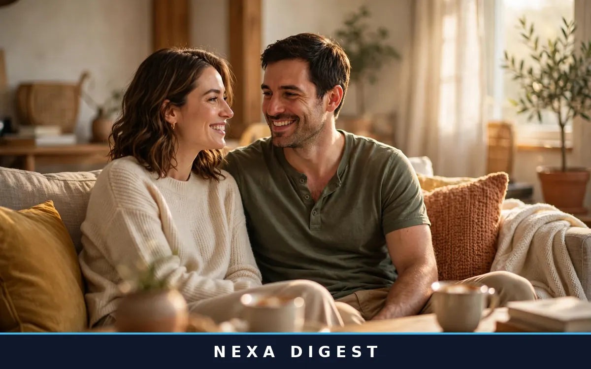 Couple having an open, warm conversation on a couch — communication tips for stronger relationships