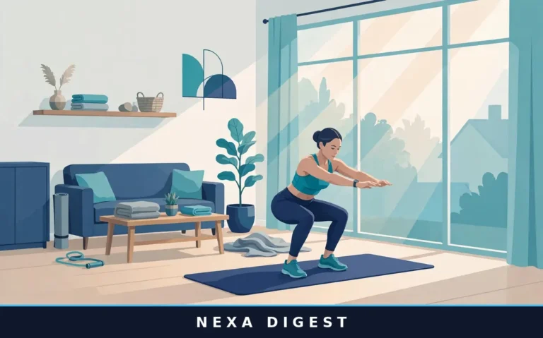 Person doing home workouts for beginners with no equipment in a bright living room
