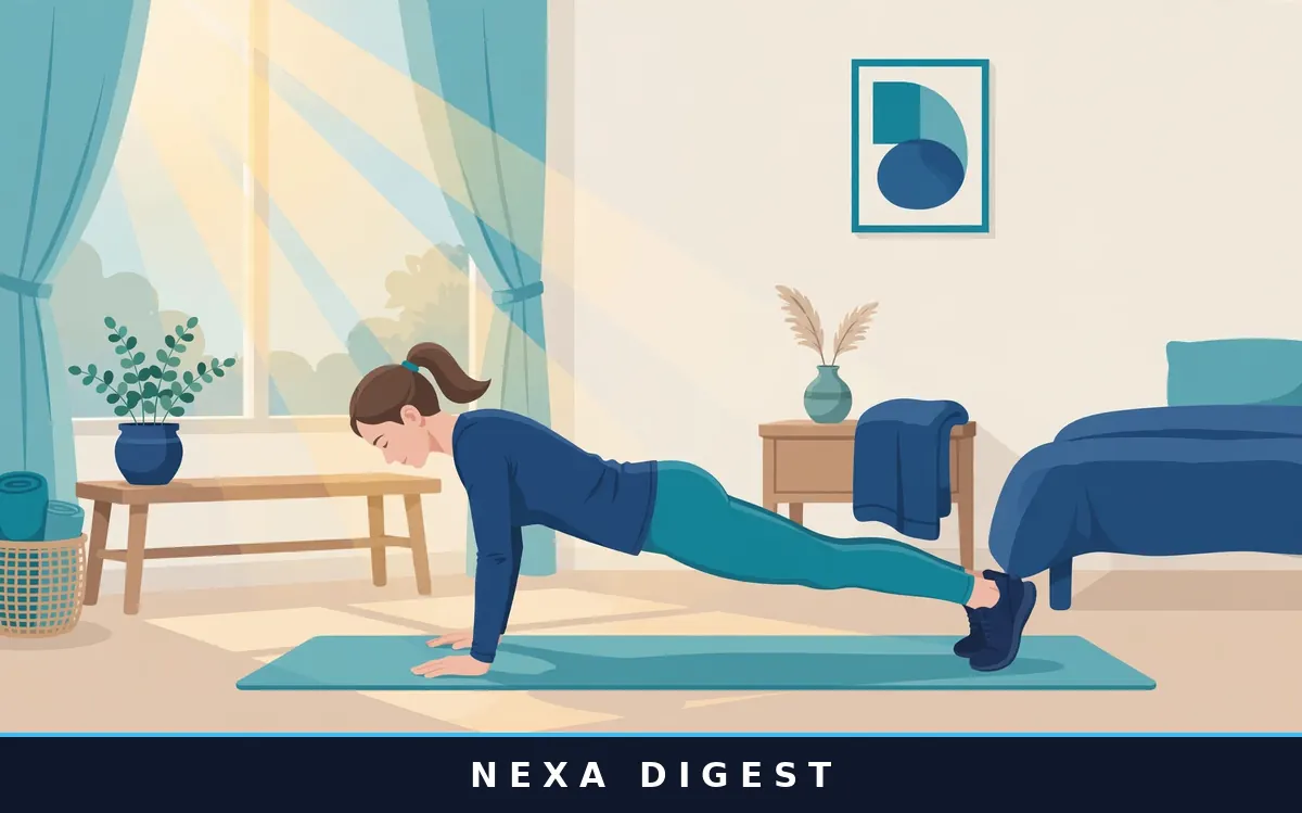 Person doing home workouts for beginners with no equipment in a bright living room